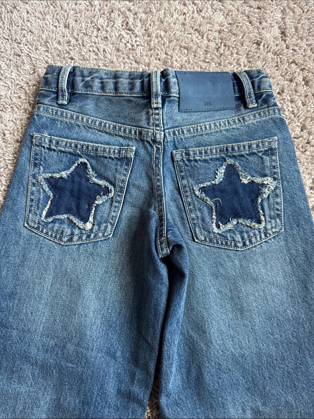 Zara Kids Denim Jeans with Star Patches - Blue - Picture 5 of 10